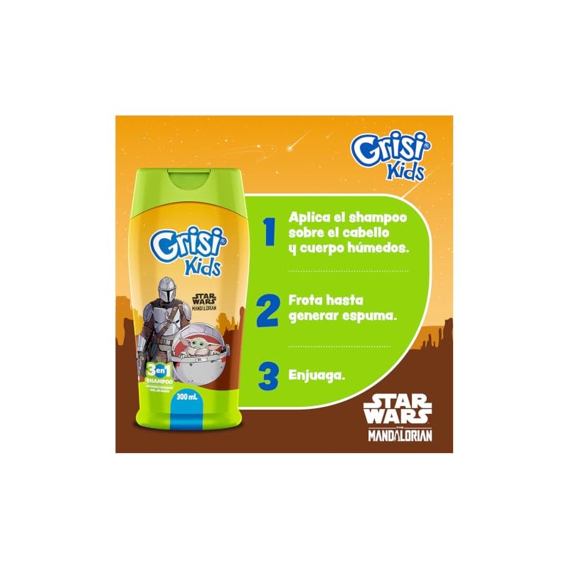 Grisi Kids, Mandalorian 3 en 1: Shampoo, Acondicionador y Gel
