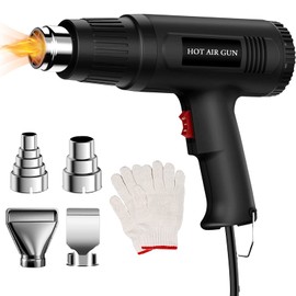 Pistola de Calor, Pistola de Aire Caliente 2000 W, 2 Niveles de Temperatura Aire Ajustables (50-600℃, 300-500L/min), Decapador Protector Sobrecalentamiento | con Guantes y 4 Cabezales para Soldadura