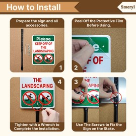 Smeryl Please Keep Off Of The Landscaping Sign with 17.7" Stake for Lawn, 10” x 7” Keep Pets Off Landscaping Sign, Keep Pet Off Lawn Signs, Rust-Free Aluminum, Weatherproof, Easy to Install, 1 Pack