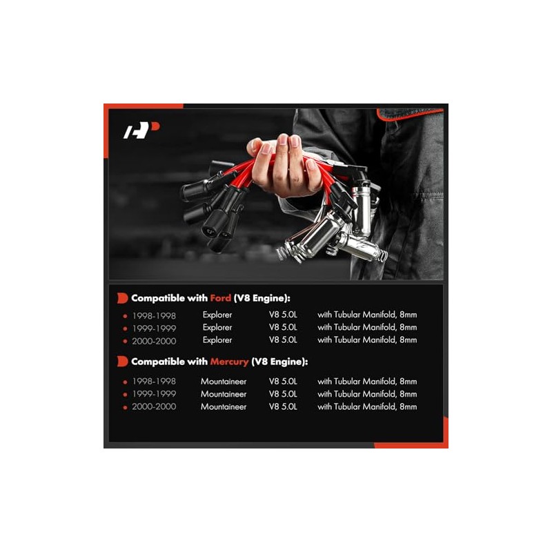 A-Premium Juego de 8 cables de bujía de encendido compatible