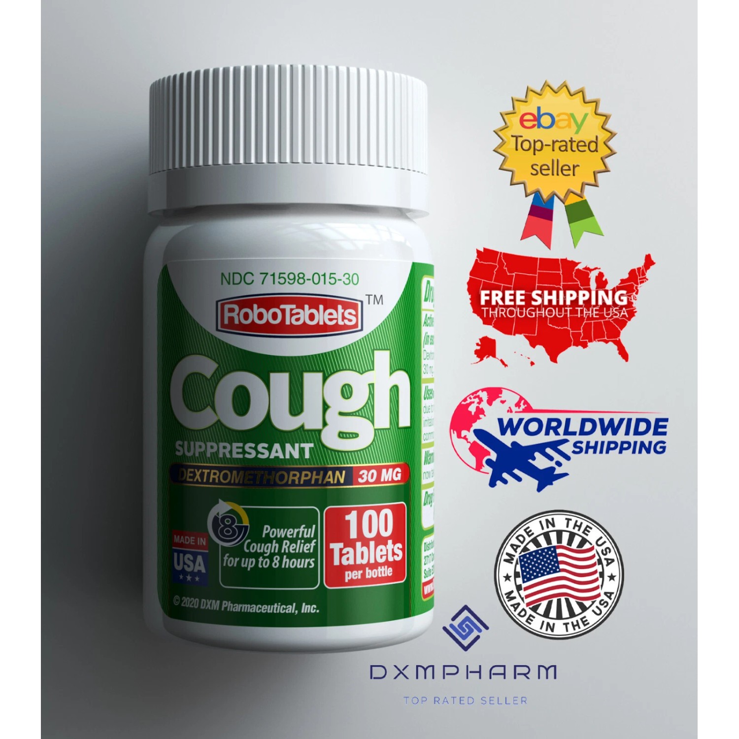 RoboTablets Tableta Supresora de la Tos 100 Dosis Dextrometrofano 30mg ...