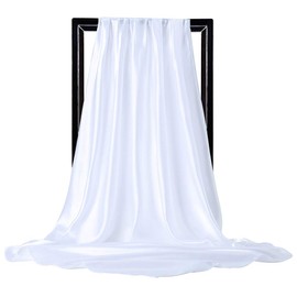 35" Womens Large Satin Square Scarf Silk Feeling Hair Wrapping Gift Headscarf Scarves White