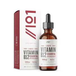 Vitamin B12 Liquid Drops 3000mcg - 60ml (2 Months Supply) - High Strength Methylcobalamin Supplement - Vegan & Vegetarian Friendly - By Alpha01