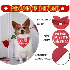 PICKUPIK Valentines Day Dog Bandana, Red Pet Valentine Scarf for Medium Large Dogs