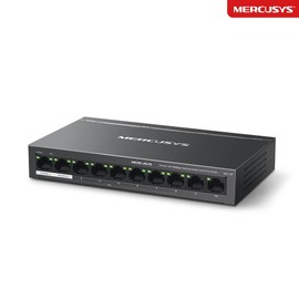 MERCUSYS 10-Port 10/100Mbps Desktop Switch with 8-Port PoE+, PoE Power Budget 65W, compatible with 802.3af/at PDs, Power management, metal case, Plug & Play, No Configuration Required (MS110P)