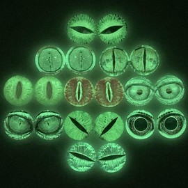 10 Pairs 16mm Glow in The Dark Glass Dinosaur Eyes Round Dome Glass Cabochons Flatback for DIY Craft Clay Animal Lizard Eyes