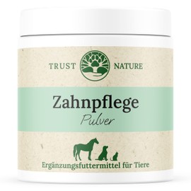 Trust Nature | Zahnpflege Pulver für Hunde & Katzen | gegen Plaquebildung | fördert frischen Atem | Petersilie, Minze, Vitamin C, Spirulina, Chlorella und Eierschale | Laborgeprüft I Made in Germany