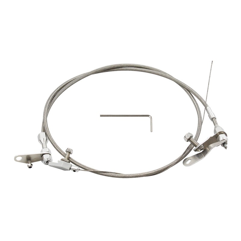 Stainless Braided Transmission Detent Kickdown Trans Wiring Kit For FORD