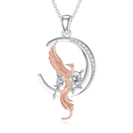 LWXIE Diamond Phoenix Necklace for Women 925 Sterling Silver Phoenix Pendant Necklace Good Luck Animal Jewelry Gifts for Women