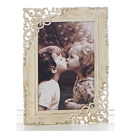 Mad-About-Gifts Shabby Chic Old Cream Lace 6 x 4 Aged Effect Photo Picture Frame