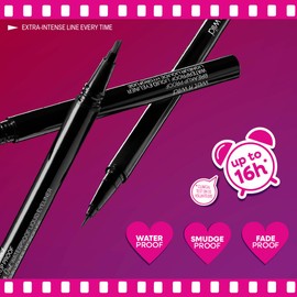 wet n wild Breakup Proof Wing Out Waterproof Liquid Eyeliner, 16-Hour Wear, Smudge-Proof & Cry-Proof, Flat Angled Brush for Precise & Bold Wings - Ultra Black