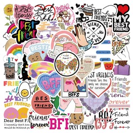 Best Friends Stickers, 50Pcs Best Friends Forever Motivational Vinyl Stickers Decals for Laptop Water Bottles Skateboard Luggage Guitar, Friendship Scrapbook DIY Decoration for Kids Girls Teens