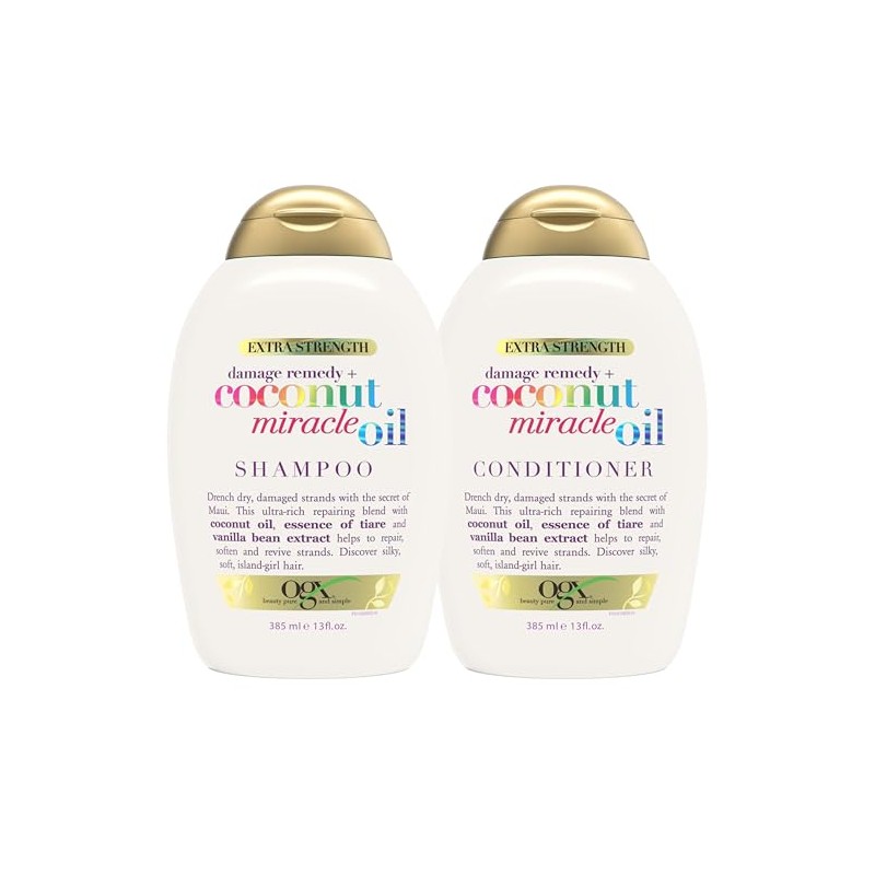 OGX Coconut Miracle Oil Set, Shampoo & Conditioner, 13 Ounces