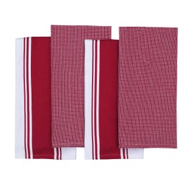 AMOUR INFINI Paños De Cocina Clásicos | 2 Rayas + 2 Gofres | 28 X 20 Pulgadas, De Gran Tamaño | Paños De Cocina Multiusos | 100% Algodón Hilado En Anillo | Altamente Absorbente |