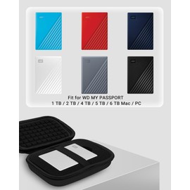 STUKCAZE External Hard Drive Case for WD My Passport Canvio Basics Portable Carrying Case Hard EVA HDD 1TB 2TB 4TB 5TB Hard Drives Case (WD-My Passport)