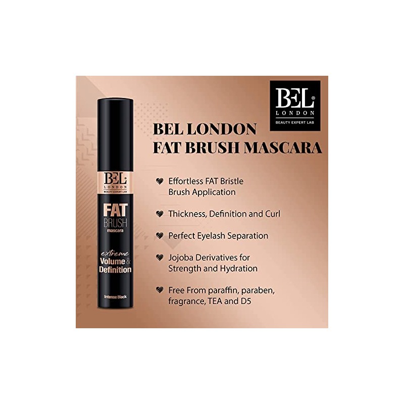 BL Máscara De Pestañas Fat Brush De Bel London, Volumen