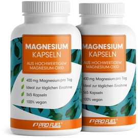Magnesium Oxide Capsules 730 x 668 mg, 400 mg Magnesium per Capsule, Very High Magnesium Content (60%), Laboratory Tested with Certificate, 100% Vegan, 2 x 365 Magnesium Capsules