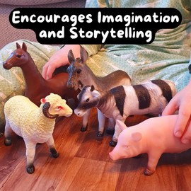 Talking Turtle 5 Large Farm Animal Figures - Jumbo 8 Inch Animal Toy Set with Cow, Donkey, Horse, Pig, and Sheep - Non-Toxic Early Learning Educational Toys for Children, Toddlers, Parents & Teachers