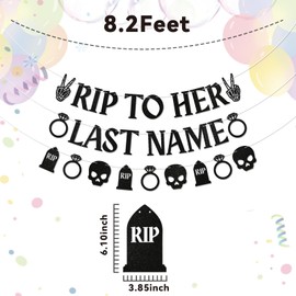 RIP to Her Last Name Banner - RIP Single Life Banner, Skeleton Bachelorette Party Decor, Spooky Bachelorette Party Decorations Black Glitter