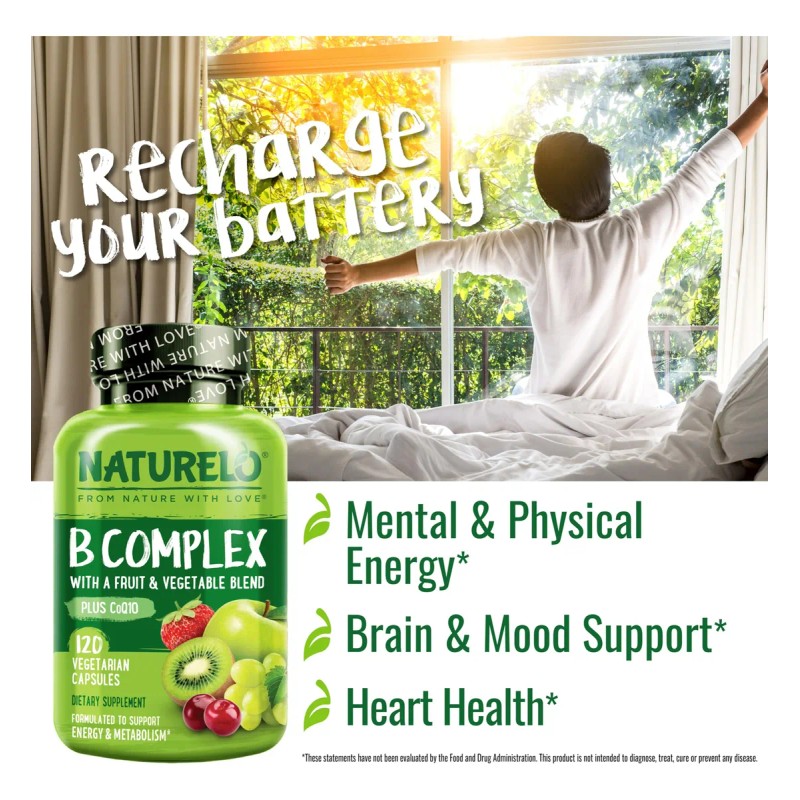 Naturelo Complejo Vitamina B Metil B12 Folato 120 Cápsulas