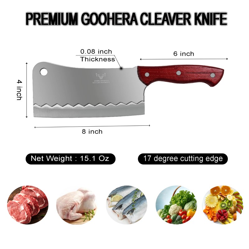 Sharp 8"Inch Ultra Sharp Meat Cleaver, Professional Butcher Knife with