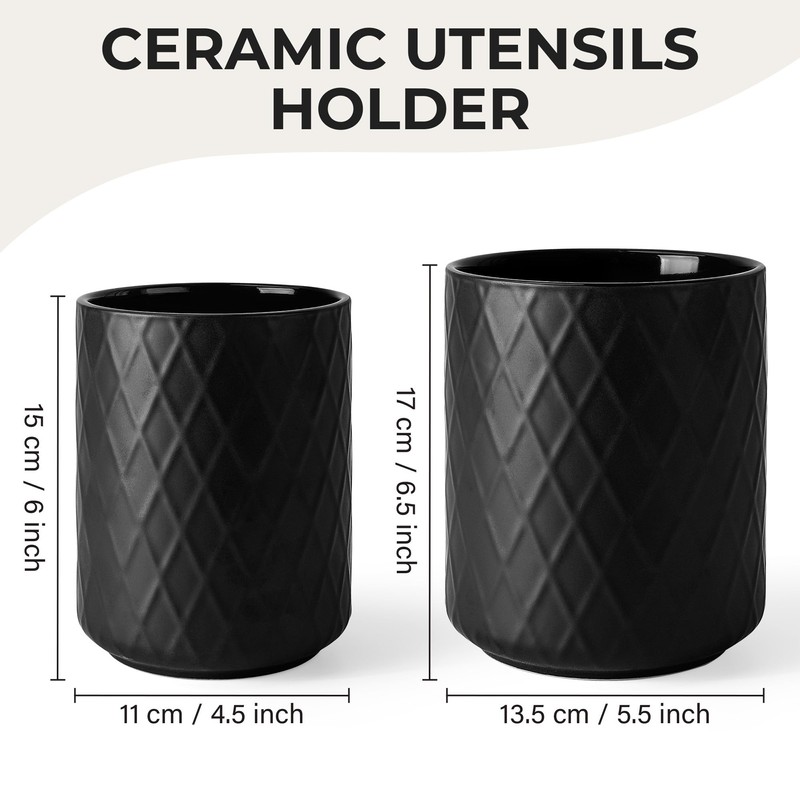 MIAMIO – Kitchen Utensil Holder Ceramic/Kitchen Organizer Set, Farmhouse Decor