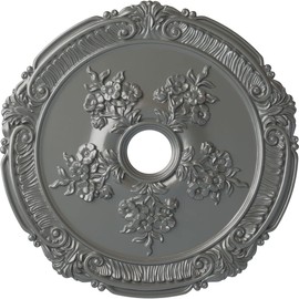 Ekena Millwork CM26ATSLS Attica with Rose Ceiling Medallion, 26"OD x 3 3/4"ID x 1 1/2"P, Hand-Painted Silver