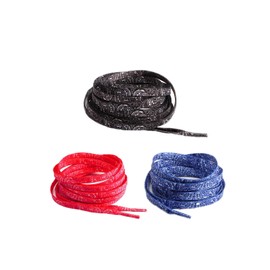 Eesu cos Shoelaces, Flat Laces, Paisley Pattern, 47.2 inches (120 cm), 63.0 inches (160 cm), Shoelaces, For Various Sneakers, blue