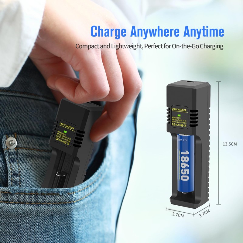 18650 Battery Charger, Universal Intelligent Li-ion Charger for 3.7V Rechargeable