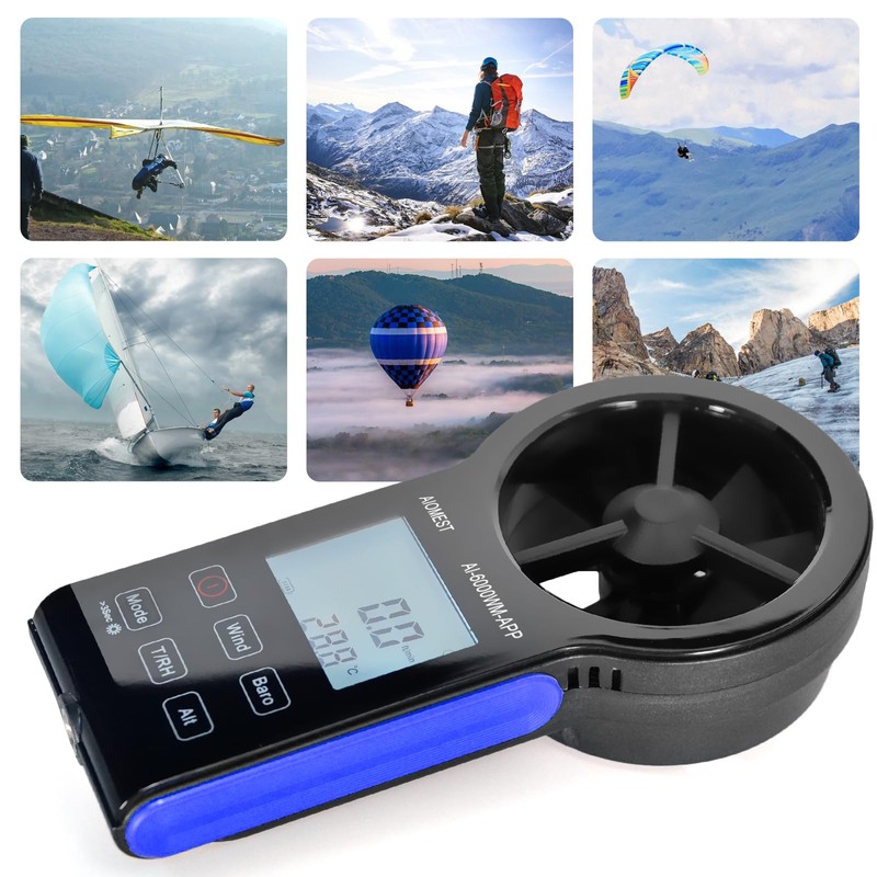 AIOMEST Anemometer Bluetooth, Handheld Wind Speed Gauge Meter w/Atmospheric Pressure,