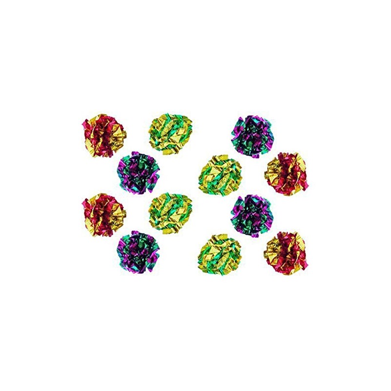 PETFAVORITES Original Mylar Crinkle Balls Cat Toys - 12 Pack
