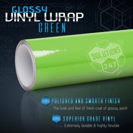 Solutions Gloss Green Glossy Vinyl Wrap Film Decal Bubble Free Air Release 24" x 60" Inch