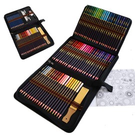 Zeybe 96 Pieces Professional Colouring Pencils, Drawing Pencils, Graphite Pencils and Accessories, Vibrant Coloured Pencils for Adults, Pro Artists Drawing, Sketching, Colouring