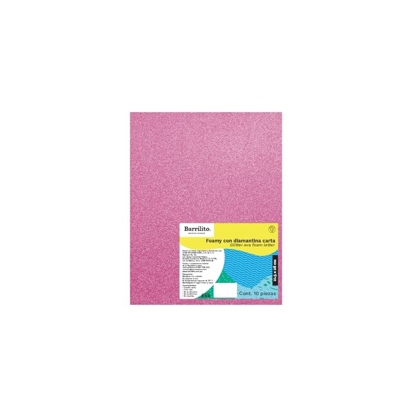 Barrilito Foamy Carta Diamantina Rosa 10 Hojas