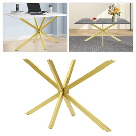 ACNAO Modern Table Base, 47.3 * 29in Metal Dinning Table Leg with Suction Cups, Heavy Duty Desk Base for Marble, Glass, Wood Top, 2X-Shaped Table Leg for Bedrooms, Hotels, Dining Rooms, Gold