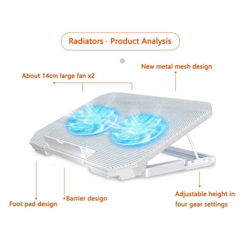 Laptop Cooling Pad with 2 Fans,About 1400 RPM Laptop Cooling