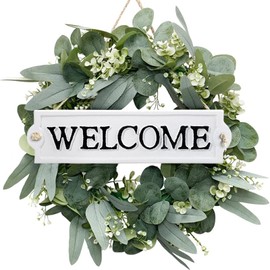 SUMTree 2 Pcs Heavy Duty Cast Iron Welcome Signs, Decorative Welcome Plaque, House Welcome Signs for Outside door, Entrance, Porch of Home, Office or Store, 21 * 5.5 * 0.2cm, White