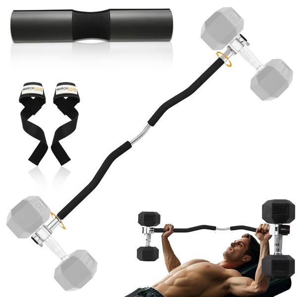MARCHMARS Dumbbell Barbell Converter Bar Set, Adjustable Barbell Converter With