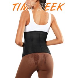 TIMESEEK Women's Sauna Suit Waist Trainer, Double Closure Waist Trimmer Belt, Adjustable Tummy Control Shapewear for Workout