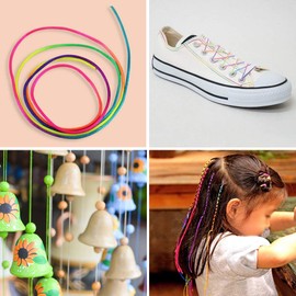 byou Elastic Cord,Bracelet Elastic Thread 100m 1mm Rainbow Color Fabric Crafting String for Bracelets DIY Craft Necklaces