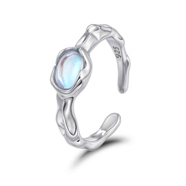 Weviway Sterling Silver Moonstone Ring, Adjustable Size, Oval Design, Party and Daily Wear Jewellery