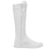 ANUFER Girls Women Fashion Canvas Knee Boots Pure White Zip