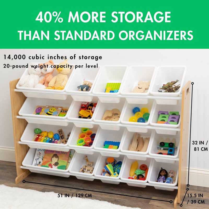 Humble Crew Extra-Large Toy Organizer with 20 Plastic Bins –