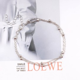 Aneneiceera Boho Layered Bead Anklet Silver Ankle Bracelets Simple Double Layer Ball Anklets Wedding Foot Chain Beach Foot Accessories Jewelry for Women Gifts