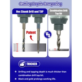 JEFE HEX 20pcs Hex Shank Drill and Tap Set, Quick Change Tap Set and Hex Drill Bit Set for Metal, Combination of Drill and Tap Set for Impact Driver, Thread Tap Set from 6-32 UNC to 1/2"-13 UNC