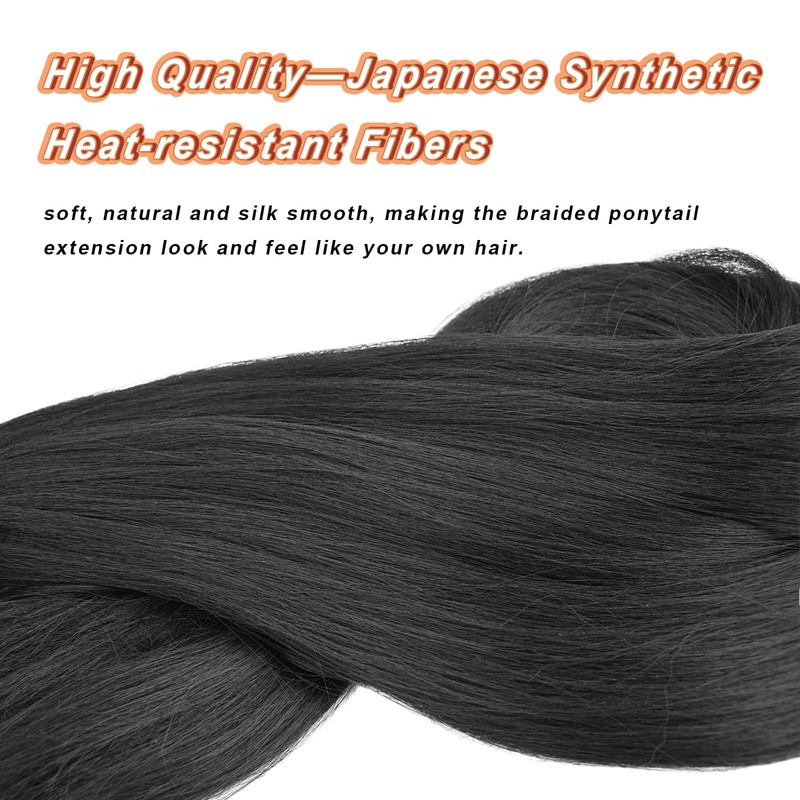 BOBIYA Long Braided Ponytail Extension 30 Inch Pre stretched Braiding