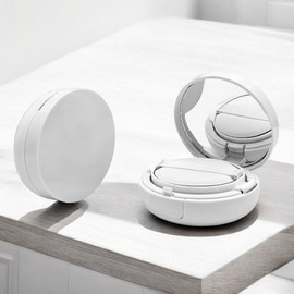 Full White Mini Empty Cushion Compact Case for Foundation & Powder Decanting Foundation 2ea