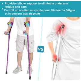 Antdvao Forearm Crutches Pair Folding Forearm Crutches Anti-Drop Cuff Reduces The Hassle of Picking Up Forearm Crutch，Comfortable Grip and Wear-Resistant, Non-Slip Forearm Crutches (Violet)