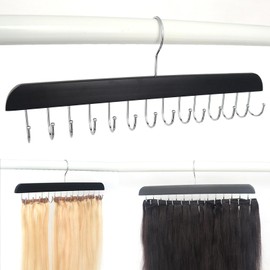 BLUPLE Hair Extension Holder, Hair Hanger Holds Extra Wide Weft, Full Length Weft, Braiding, for Styling, Washing, Drying, Extension Holder for Barber Shop/Home (Black/Silver)