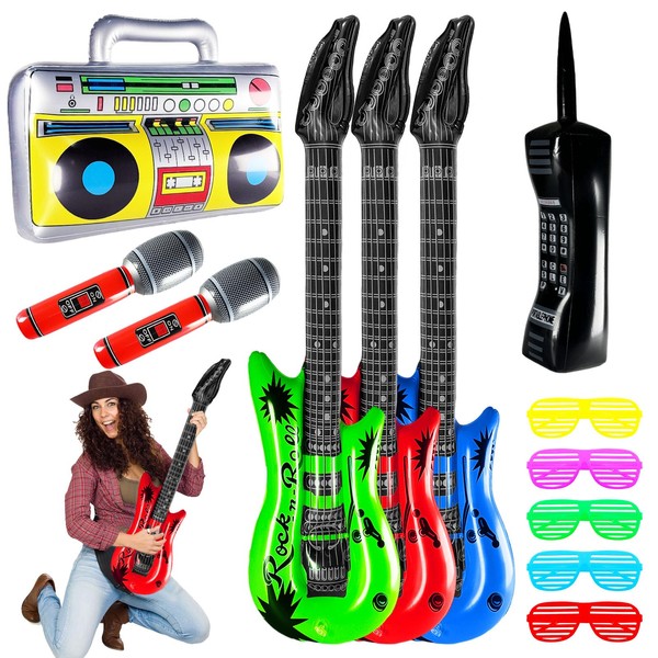 12Pcs Inflatable Radio Boombox Retro Inflatable Mobile Phone Rock Inflatable